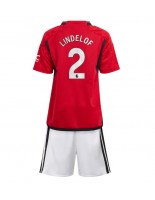 Manchester United Victor Lindelof #2 Domácí dres pro děti 2023-24 Krátký Rukáv (+ trenýrky)